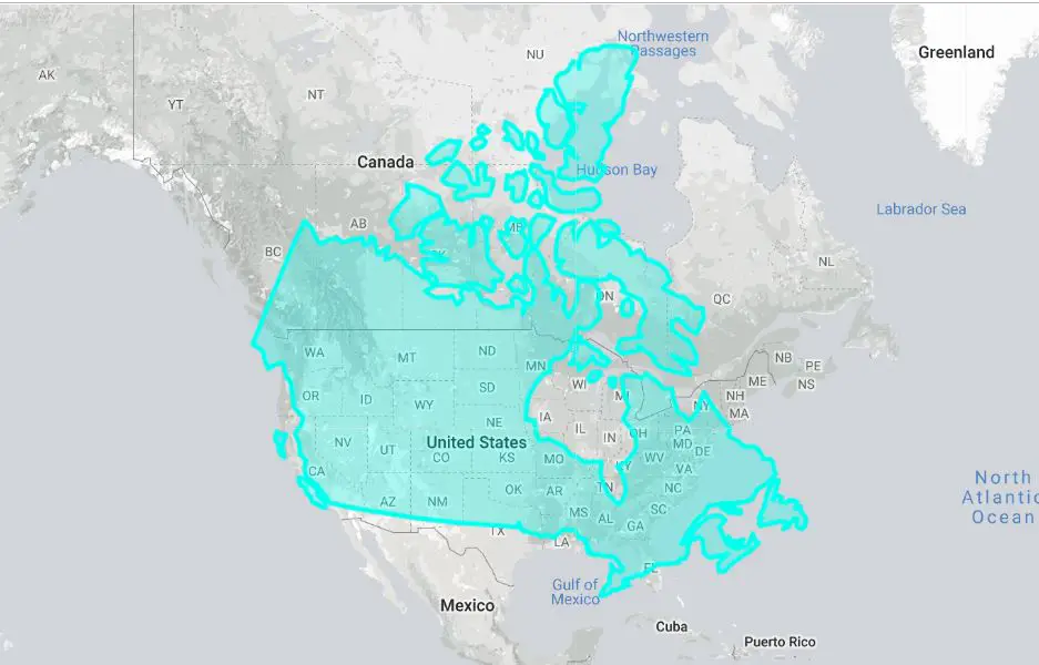 image of canada superimposed over the US