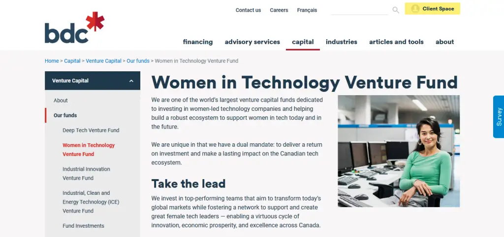Business Development Bank of Canada (BDC) Women in Technology Venture Fund