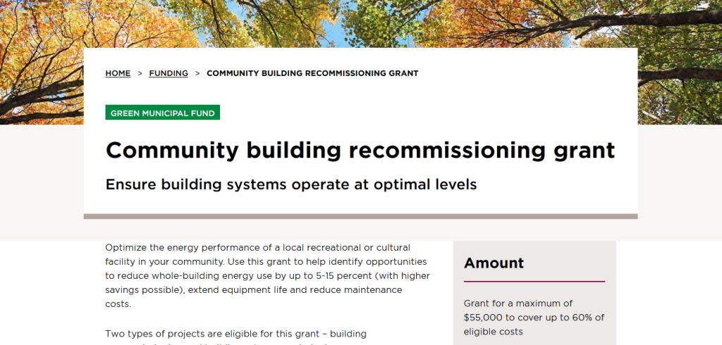 Community building recommissioning grant Federation of Canadian Municipalities