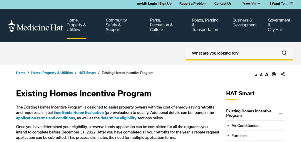 Existing Homes Incentive Program