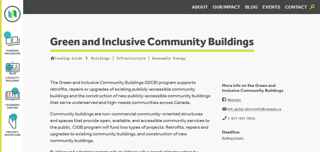 Green and Inclusive Community Buildings Program Municipal Climate Change Action Centre (MCCAC)