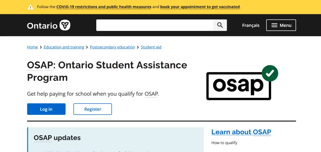Ontario Student Assistance Program for students with disabilities