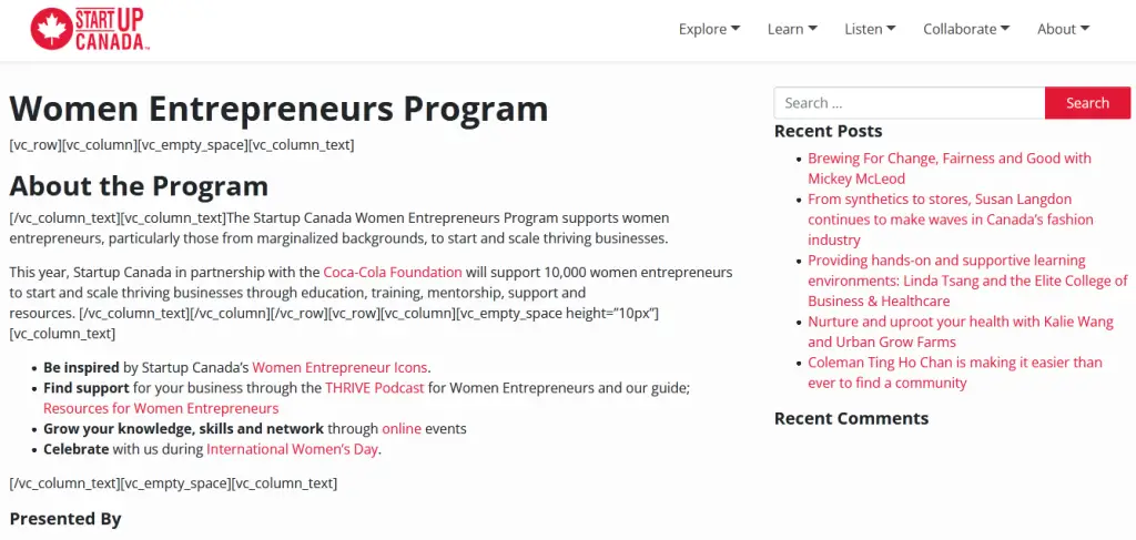 Women Entrepreneurship Fund by Startup Canada