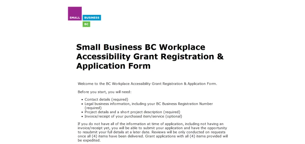 B.C. Workplace Accessibility Grant..