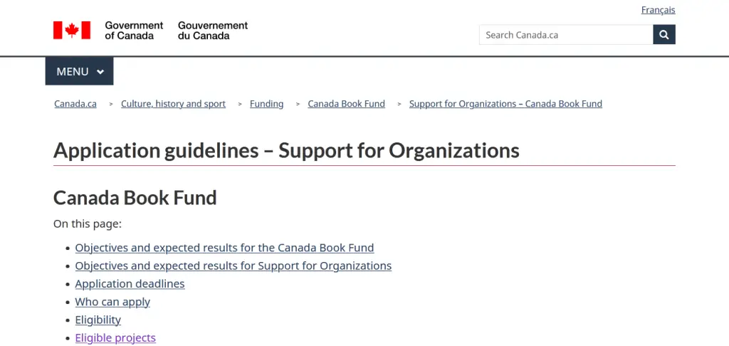 Canada Book Fund (CBF) Support for Organizations Department of Canadian Heritage