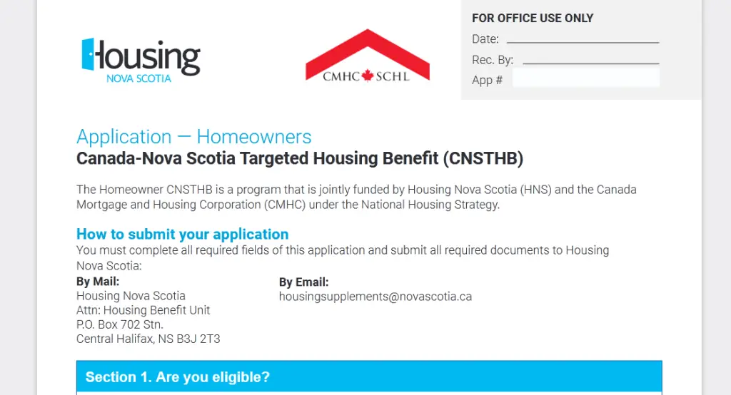 Canada-Nova Scotia Targeted Housing Benefit