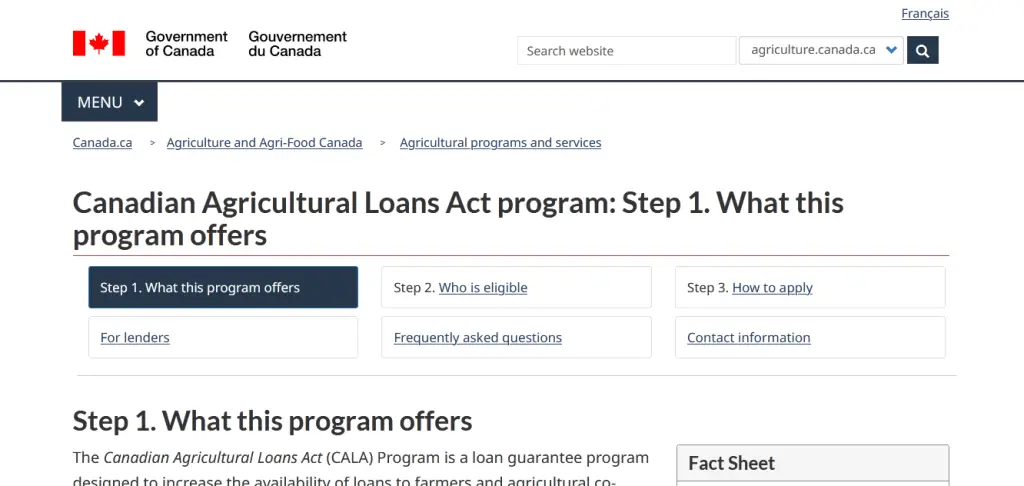Canadian Agricultural Loans Act program