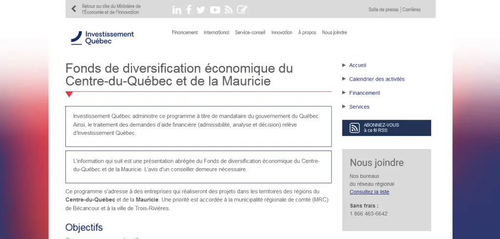 Centre-du-Québec and Mauricie Economic Diversification Fund