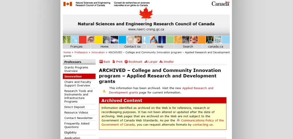 College and Community Innovation Program (CCI) – Applied Research and Development Grants