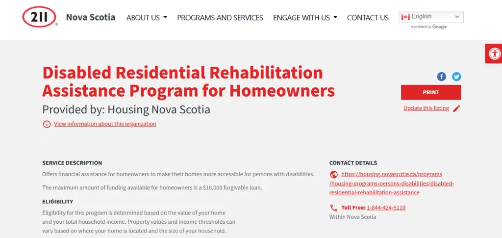Disabled Residential Rehabilitation Assistance Program for Homeowners