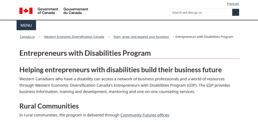 Entrepreneurs With Disabilities Program..