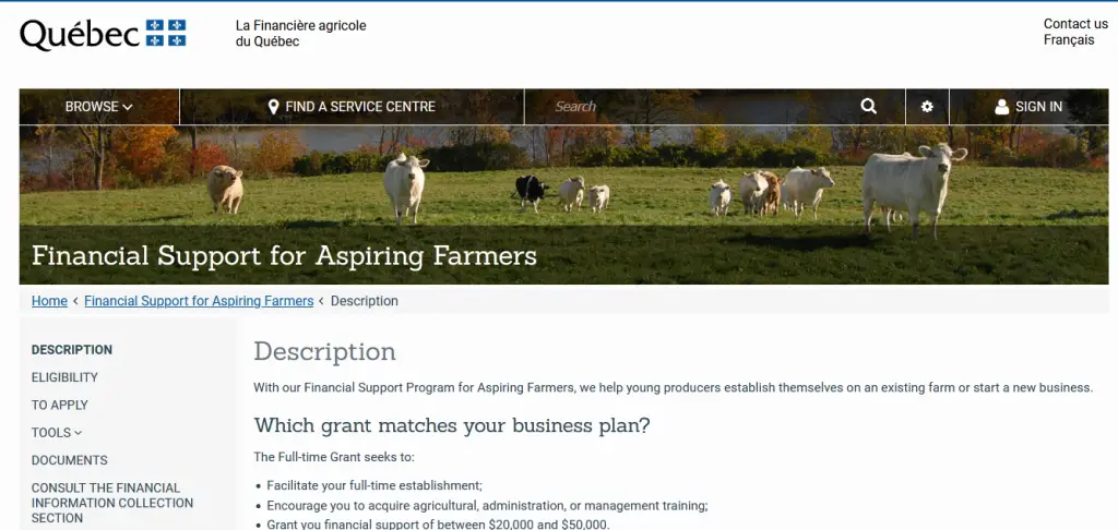 Financial Support Program for Aspiring Farmers