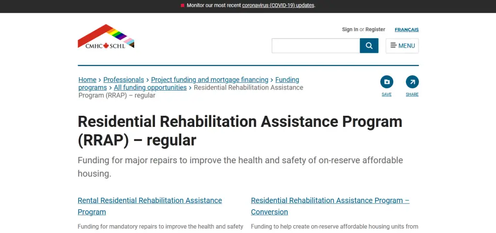 Homeowner Residential Rehabilitation Assistance Programs (RRAP)