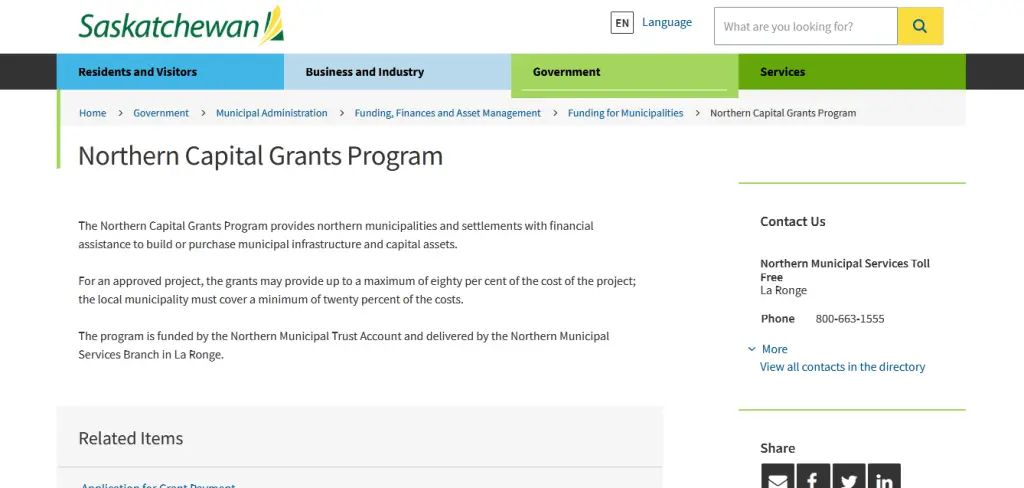 Northern Capital Grants Program