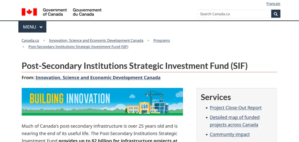 Post-Secondary Institutions Strategic Investment Fund (SIF)