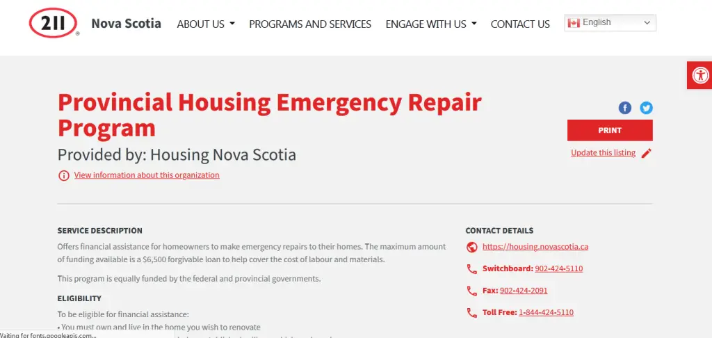 Provincial Housing Emergency Repair Program