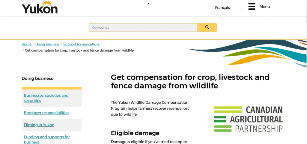 Yukon Wildlife Damage Compensation Program