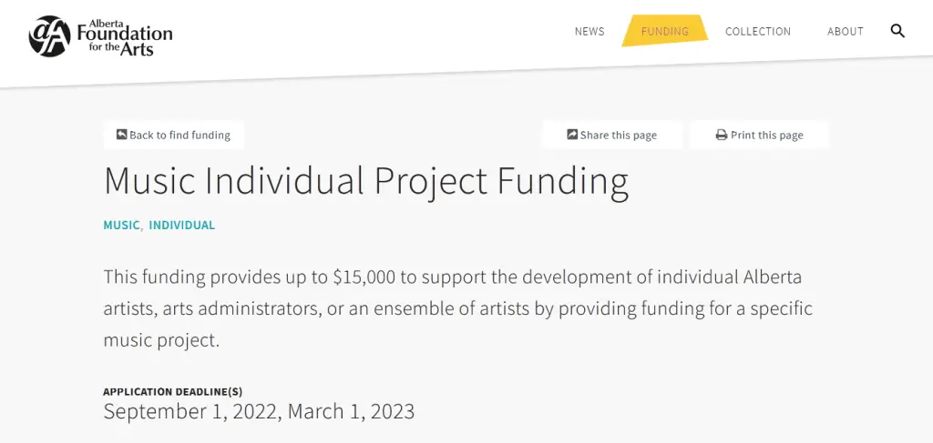 Music Individual Project Funding