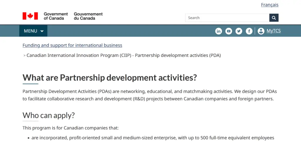 Partnership Development Activities (PDA) – Canadian International Innovation Program (CIIP)