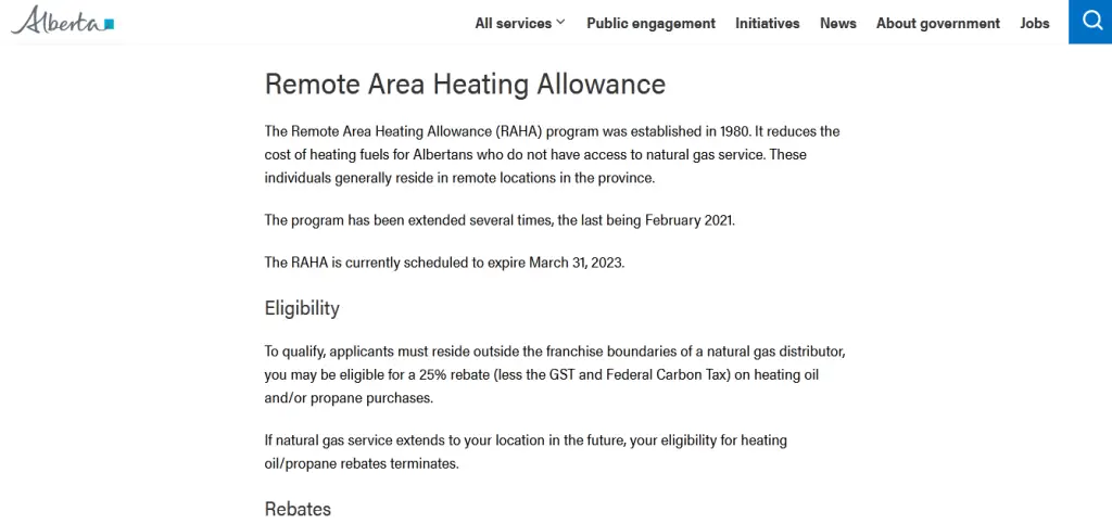 Remote Area Heating Allowance Program