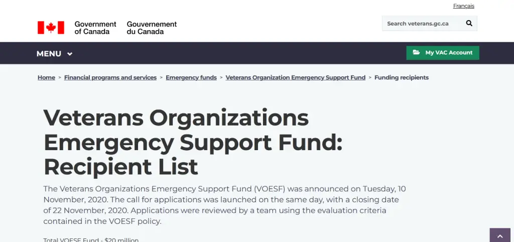  Veterans Organizations Emergency Support Fund