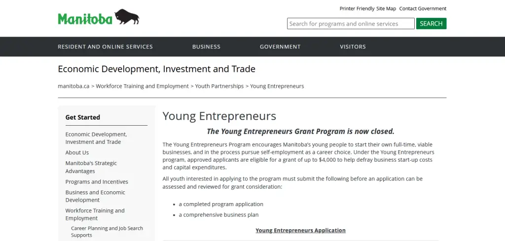 Young Entrepreneurship Program, Manitoba